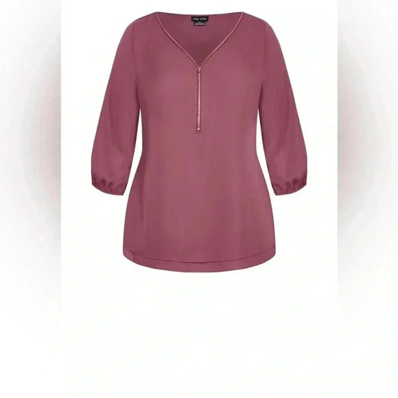 NWT City Chic Sexy Fling Elbow Sleeve Top, Size M (18), Rose Berry - Picture 4 of 9